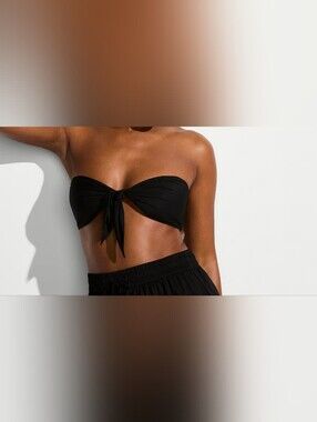 Victoria's Secret Black Bandeau Tie Swim Top Small NWT!